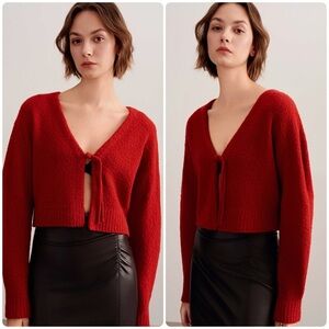 New! Neiwai Red Crimson Knot Cardigan ❤️ Small NWT!